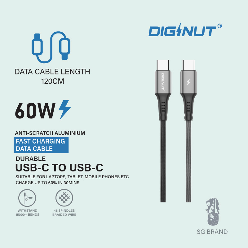 Diginut BA-1238C USB-A To Type-C /BA-1238R To Micro /BC-1238C/BC-0238C Aluminum Alloy Data Cable 3A 1.2M
