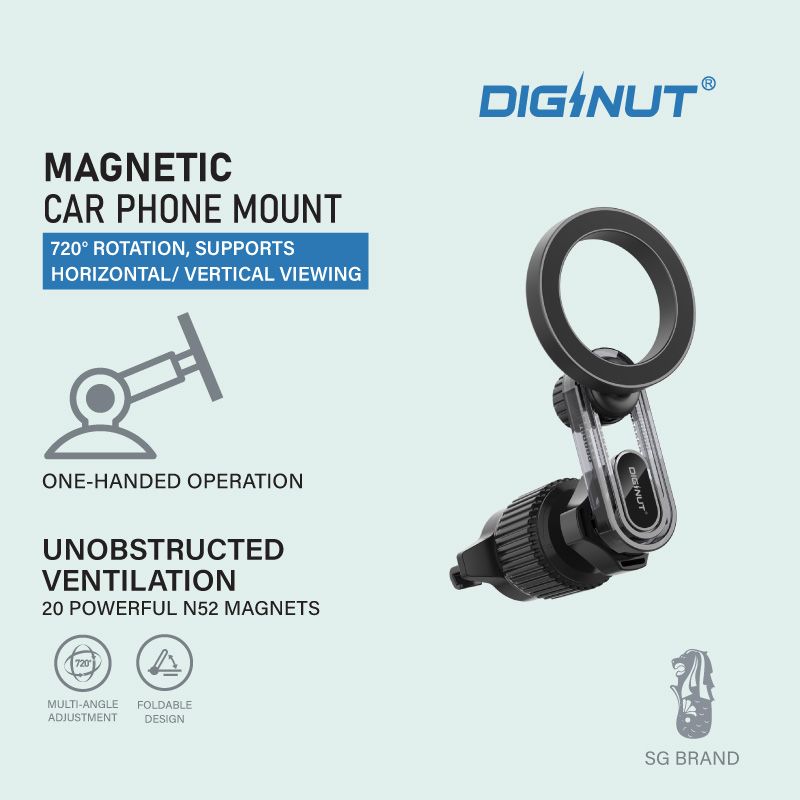 Diginut CH-33 Magnetic Car Phone Mount Black