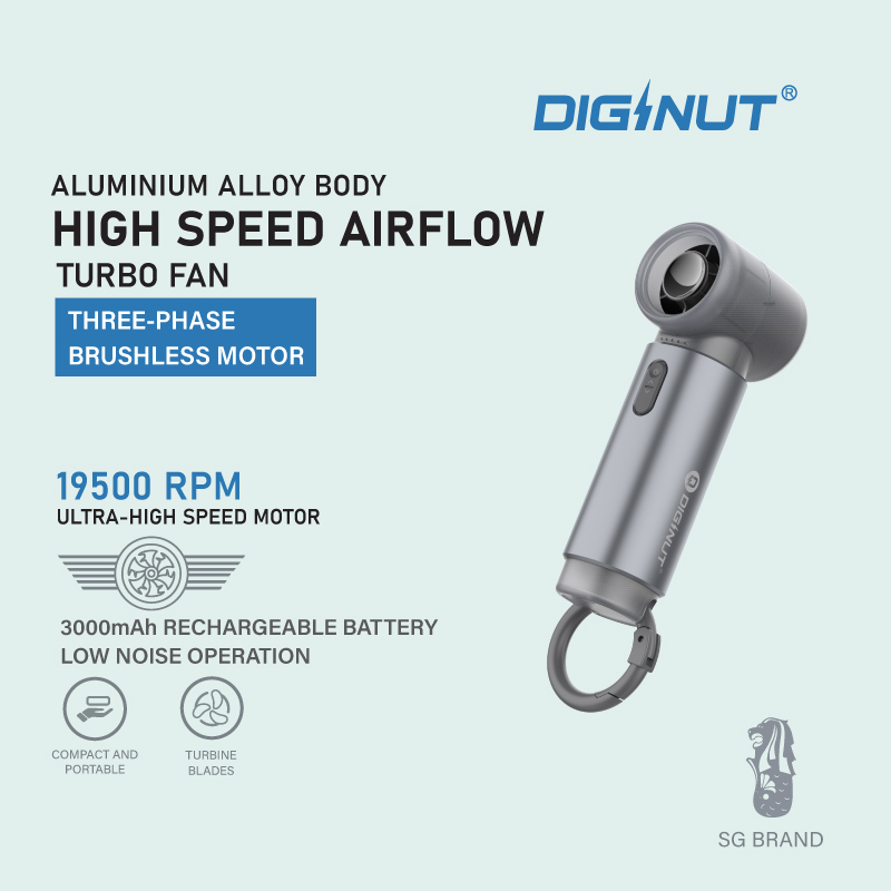 Diginut CL-81 Metal Mini High-Speed Handheld Fan Grey