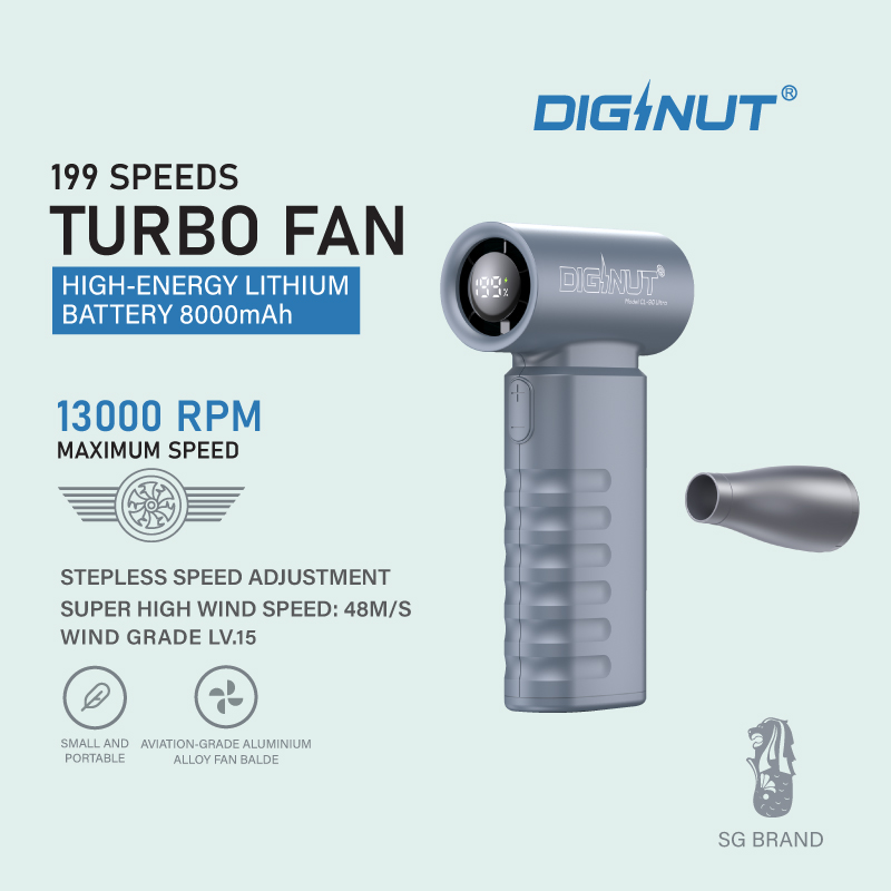 Diginut CL-90 Ultra199 Speeds Super Power Turbo Fan/Grey