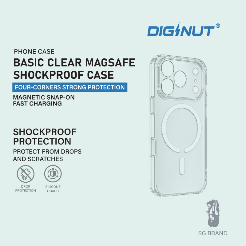 Diginut iPhone 18 Pro/18 Pro Max Basic Clear Phone Case/MagSafe Shockproof Phone Case