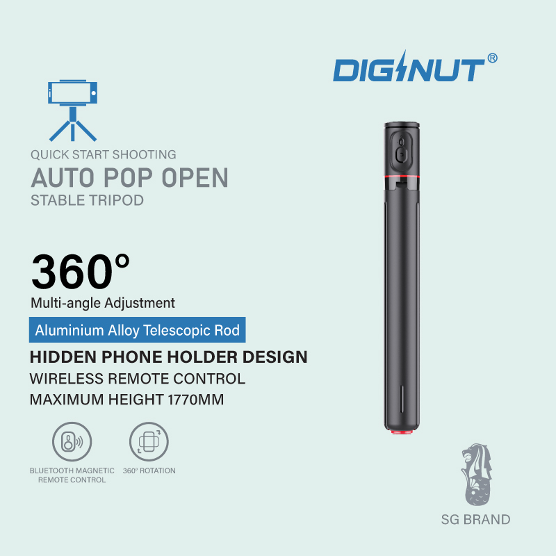 Diginut DT-15 Automatic Pop-up Selfie Stick Black