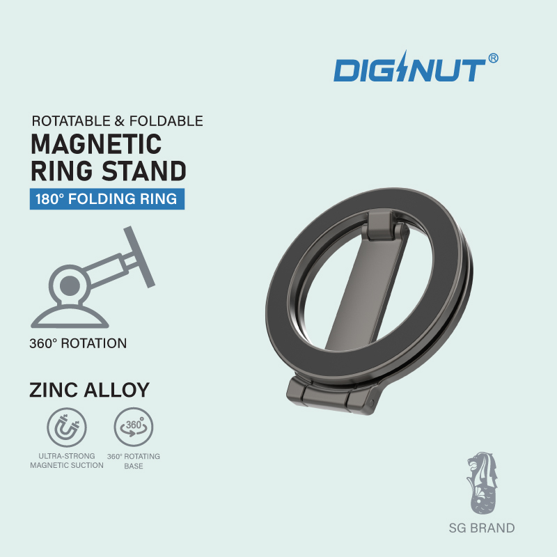 Diginut DJ-27Metal Ring Magnetic Phone Stand /Grey