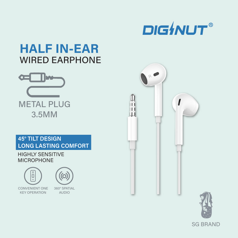 Gadget Mix Diginut E-42 3.5mm/E-42L/E-42C In-Ear Earpiece With Microphone White