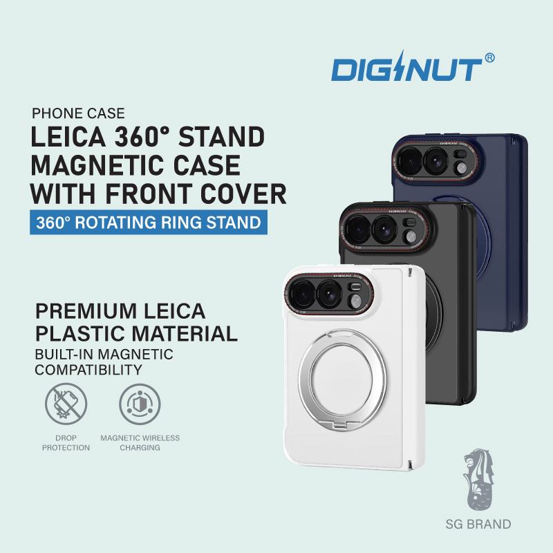 Diginut iPhone Duo Leica 360° Stand Magnetic Case with Front Cover Black/White/Blue