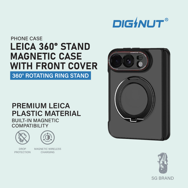 Diginut iPhone Duo Leica 360° Stand Magnetic Case with Front Cover Black/White/Blue