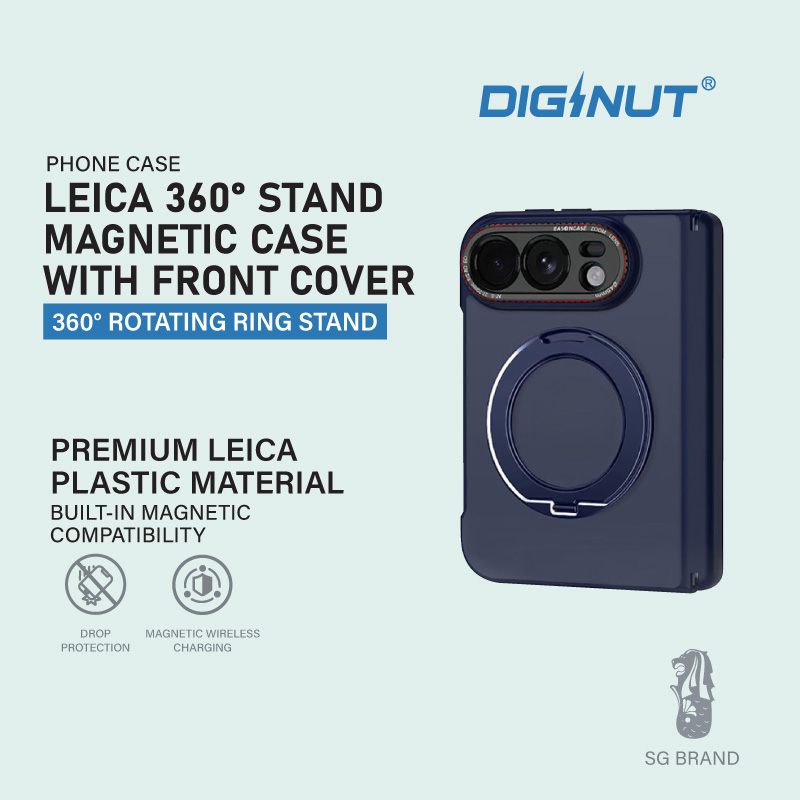 Diginut iPhone Duo Leica 360° Stand Magnetic Case with Front Cover Black/White/Blue