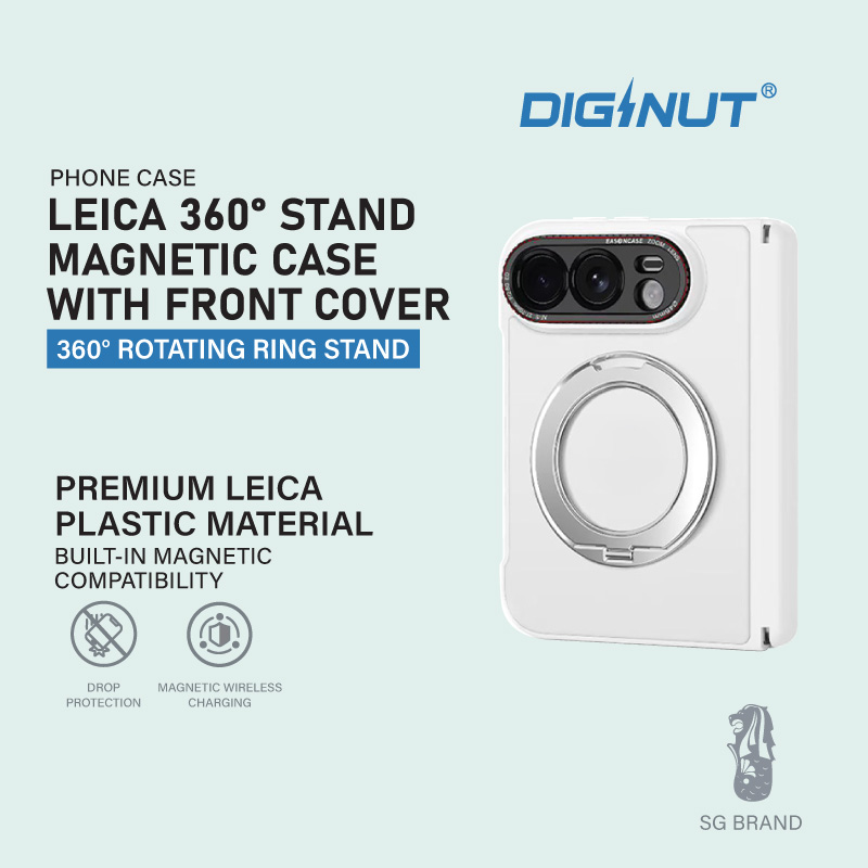Diginut iPhone Duo Leica 360° Stand Magnetic Case with Front Cover Black/White/Blue