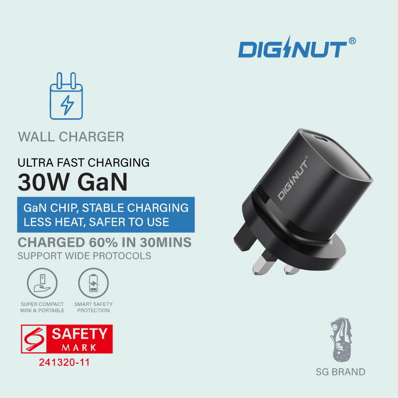 Diginut RLC-545UK GaN 30W Type-C Wall Charger Black