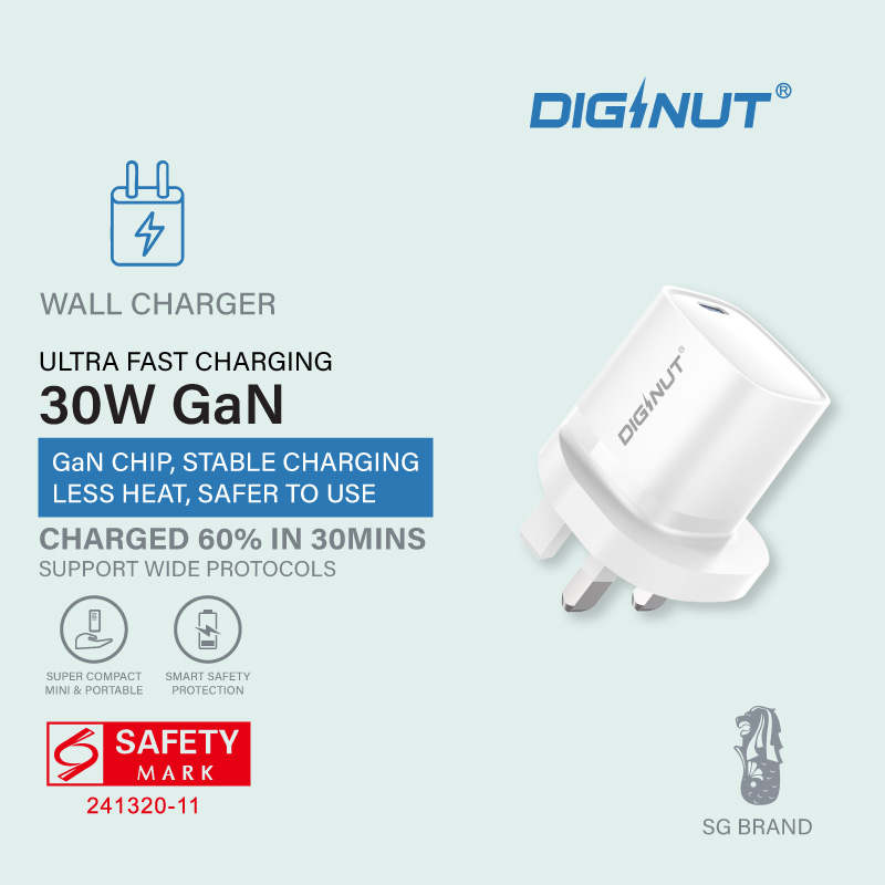 Diginut RLC-545UK GaN 30W Type-C Wall Charger Black