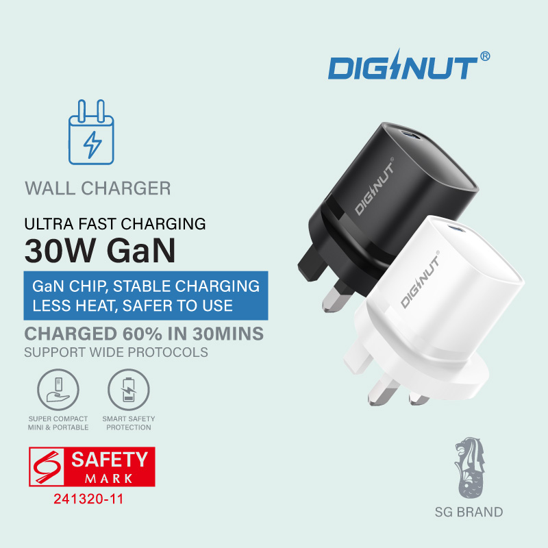 Diginut RLC-545UK GaN 30W Type-C Wall Charger Black