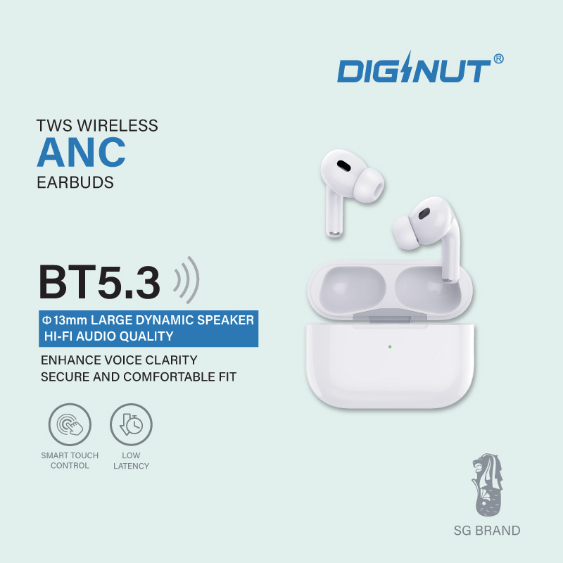 Gadget Mix Diginut T-60 Pro TWS Wireless ANC Earbuds White