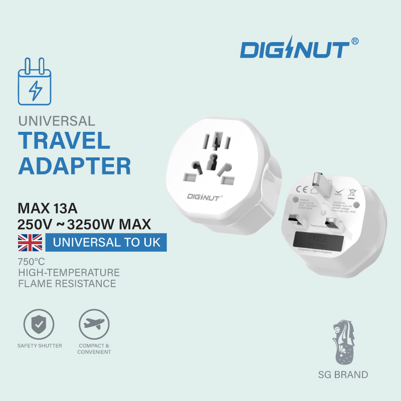 Diginut UA-20 Universal to UK / UA-21 Universal to US /UA-22 Universal to AU/UA-23 Universal to EU Adapter