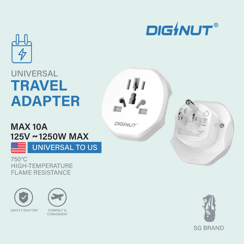 Diginut UA-20 Universal to UK / UA-21 Universal to US /UA-22 Universal to AU/UA-23 Universal to EU Adapter