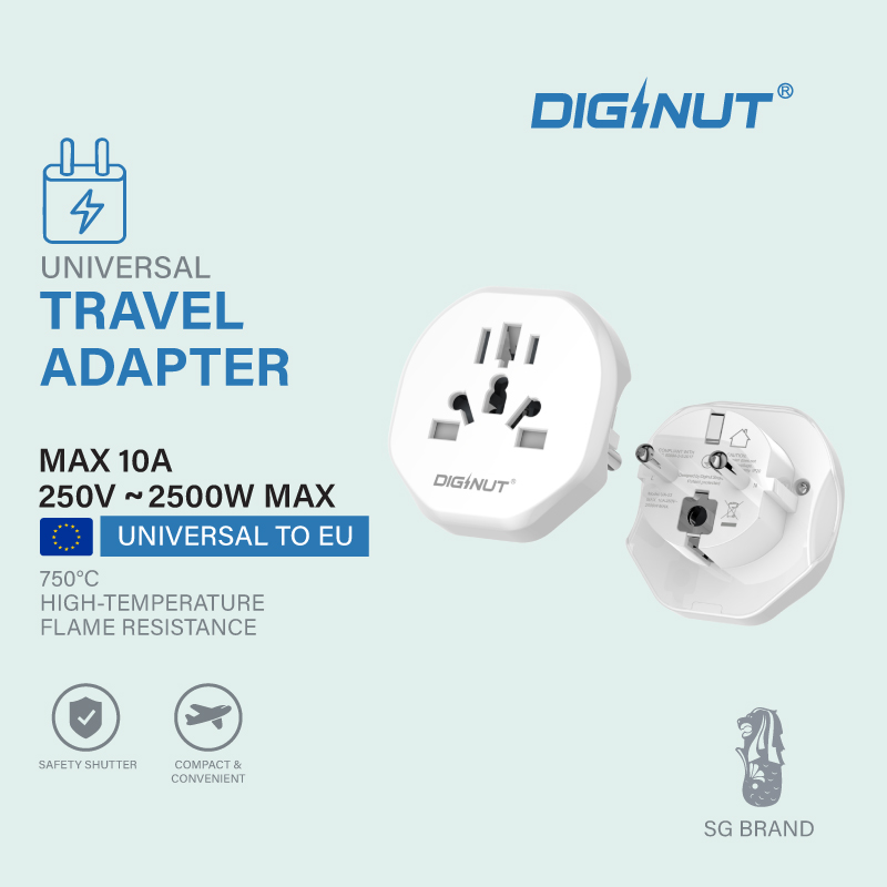 Diginut UA-20 Universal to UK / UA-21 Universal to US /UA-22 Universal to AU/UA-23 Universal to EU Adapter