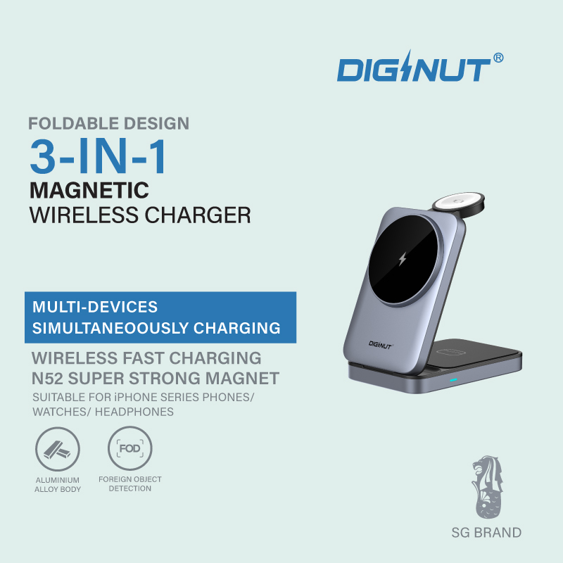 Diginut W-128 3-1N-1 Wireless Charger Grey