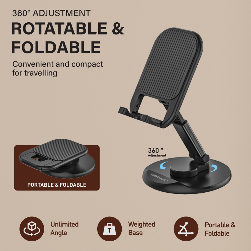 Diginut DJ-25 Rotatable Foldable Phone Stand / Black