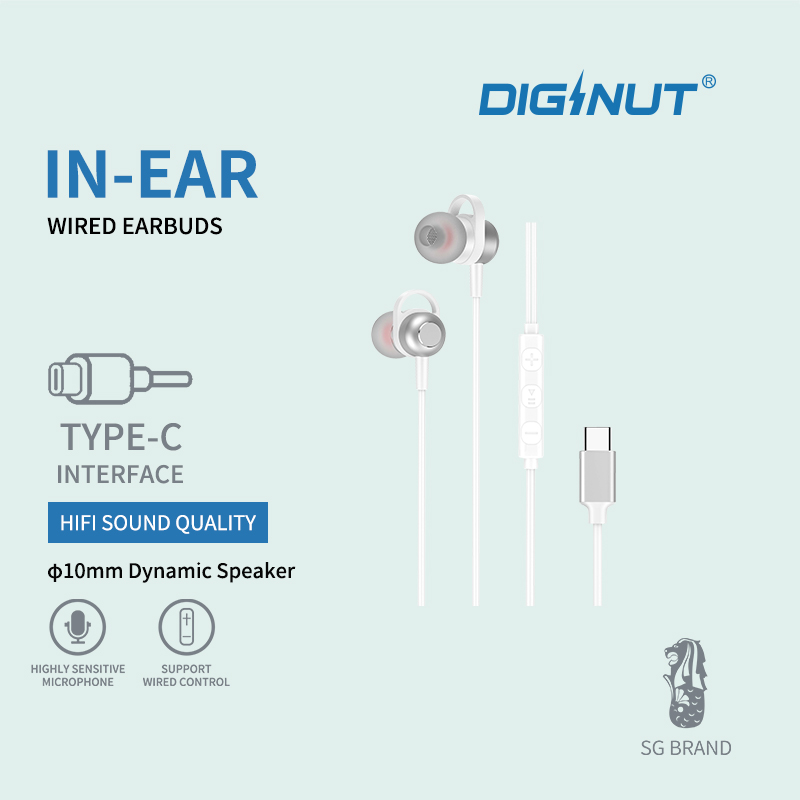 Diginut E-28 Type-C In-Ear Wired Earbuds/  360 Degree Spatial Audio/ In-Ear Design/ Wired Control