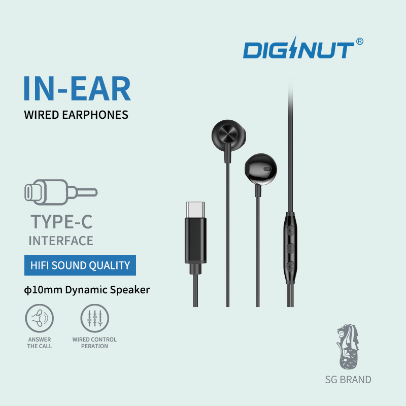 Diginut E-29 Type-C In-Ear Wired Earbuds/ 360 Degree Spatial Audio/ Wired Control/ Widely Compatible