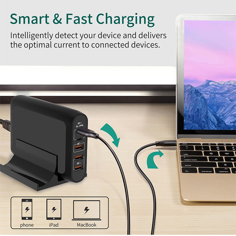 DIGINUT HDD15-4 66W 4-Port USB Charger/ Charging Port Station/ Power Delivery/ Quick Charge 3.0/ Fast Charging