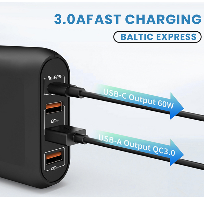 DIGINUT HDD15-4 66W 4-Port USB Charger/ Charging Port Station/ Power Delivery/ Quick Charge 3.0/ Fast Charging