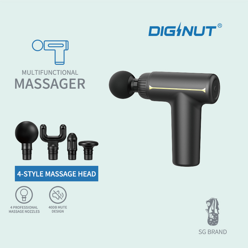 Diginut MS-06 Fitness Massage Gun Gray/ Quiet Operation/ Compact And Lightweight/ Long Battery Life