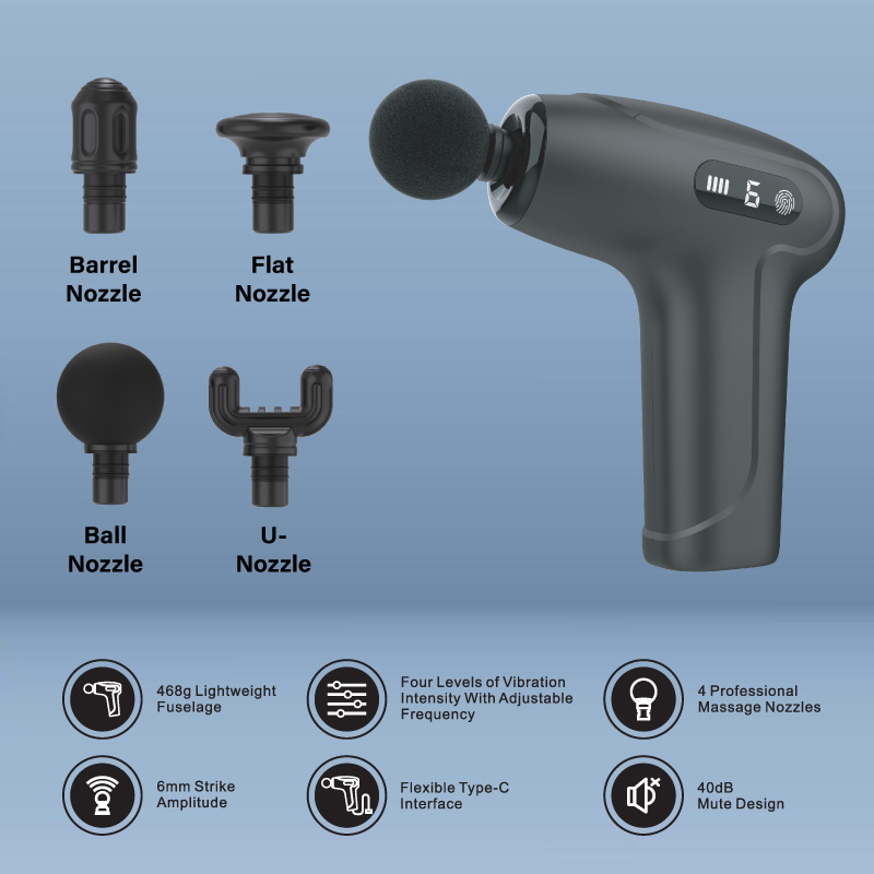 Diginut MS-08 Mini Digital Display Massage Gun Grey