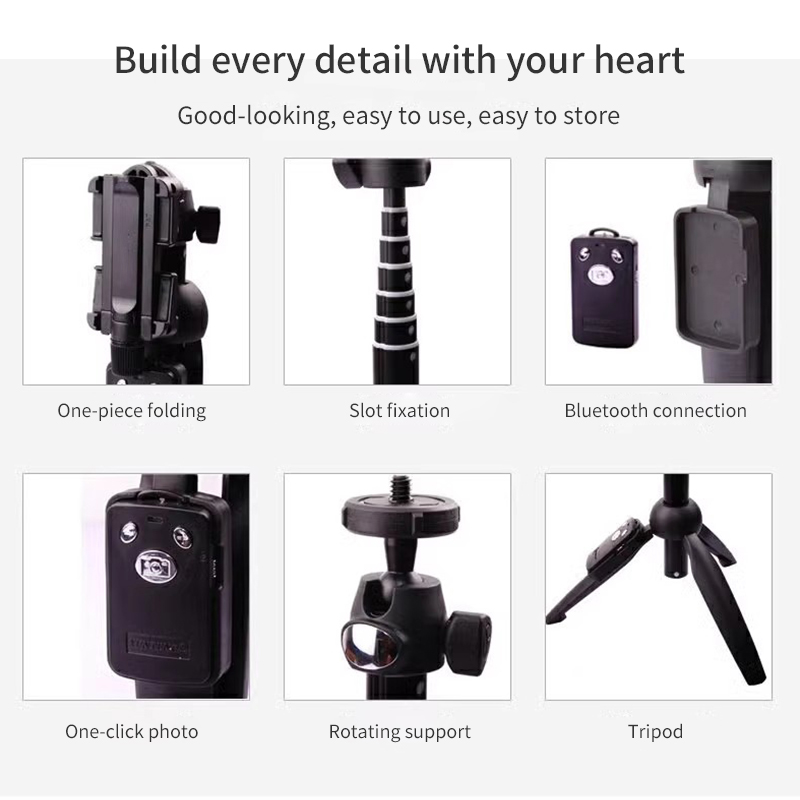 Diginut - SD-116 Foldable Selfie Tripod With Bluetooth Remote/ Selfie Stick/ Black