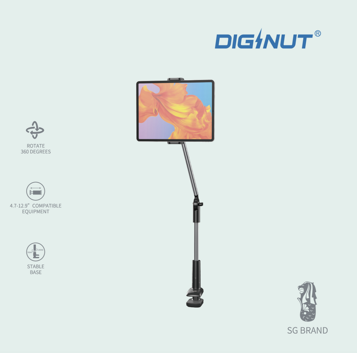 Diginut - SD-600 Adjustable Tablet & Phone Holder/ Lazy Tablet Stand/ Strong and Stable