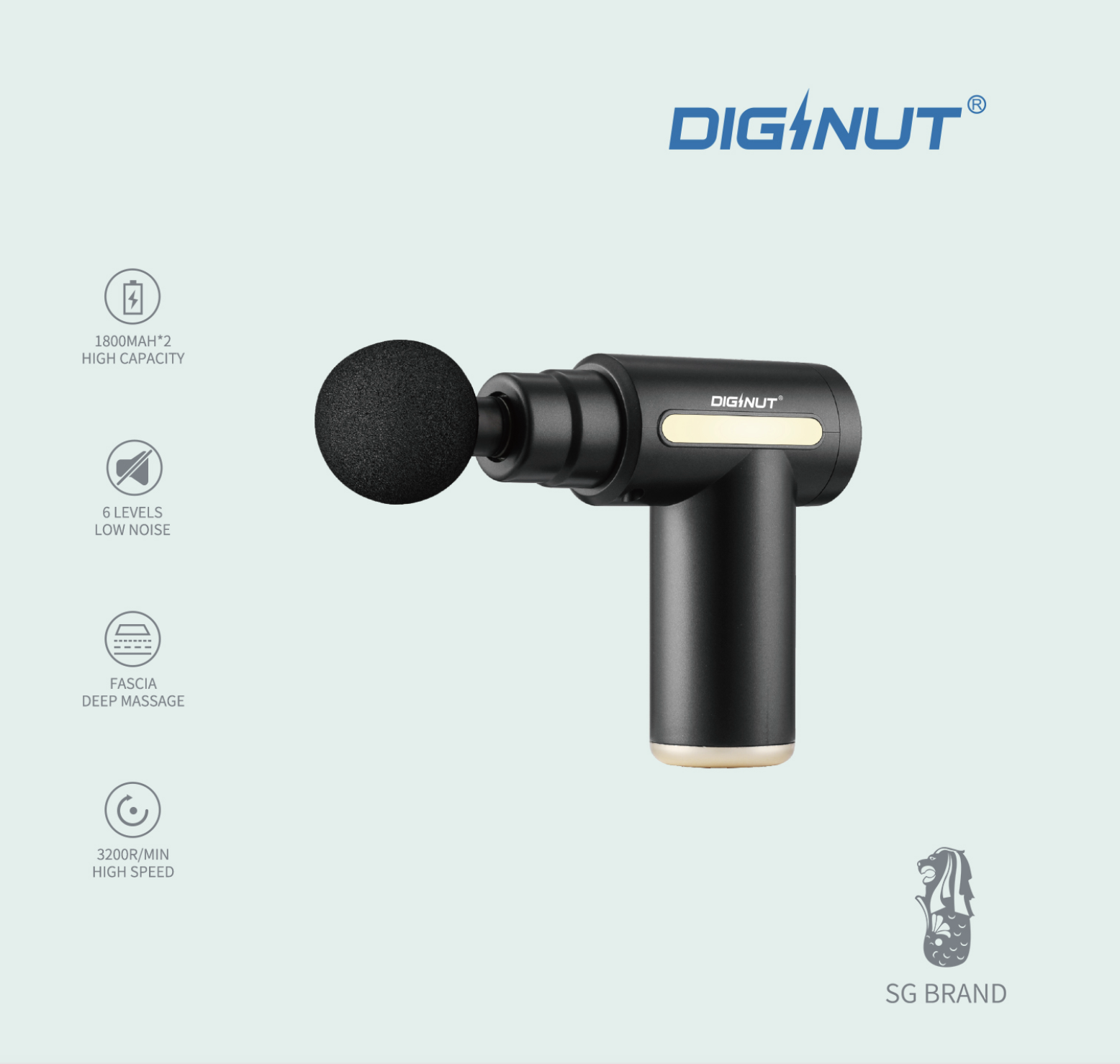 Diginut - MS-02 Relaxing Body Fascia Muscle Massage Gun with 4 Types Massage Head/ Relaxing