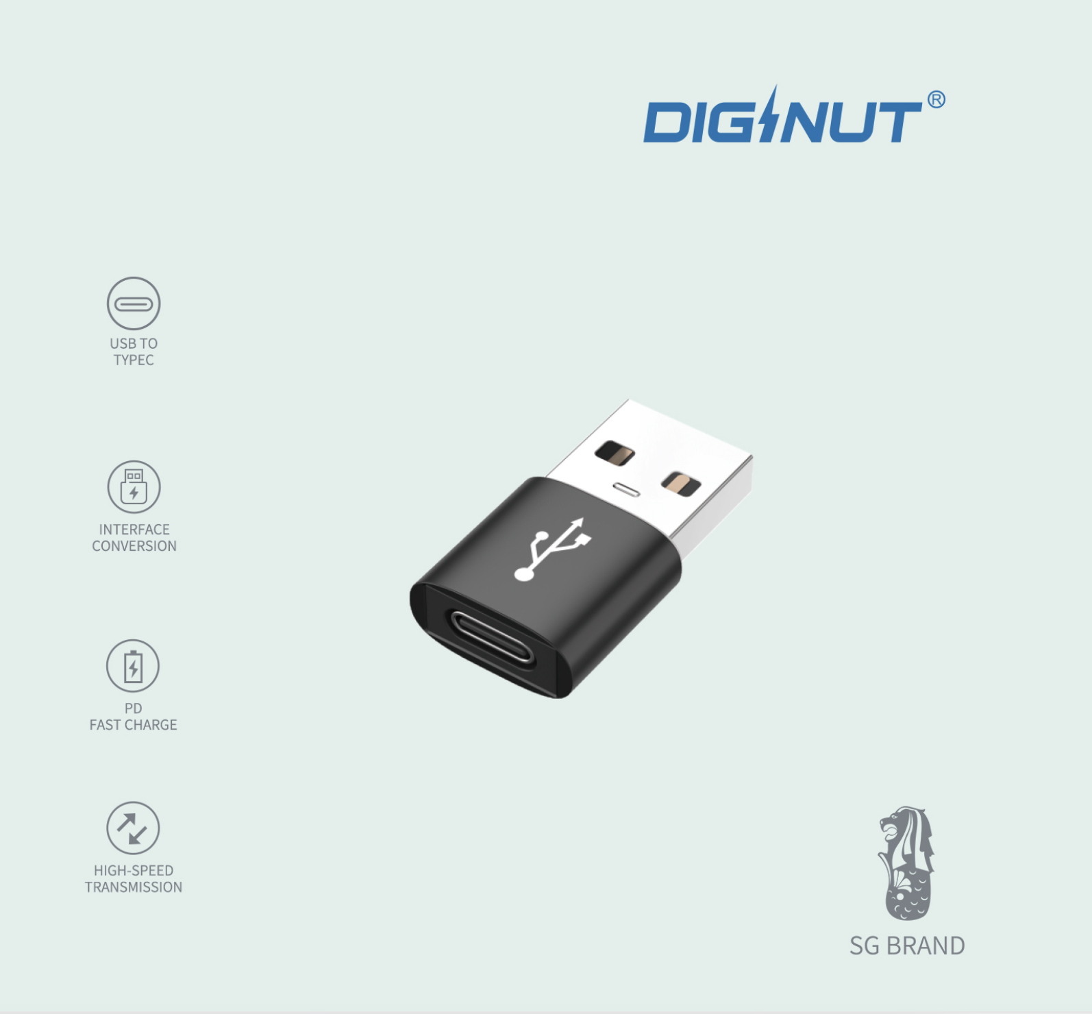 Diginut- DA-01 USB To Type-C Adapter Converter/ Support PD Output