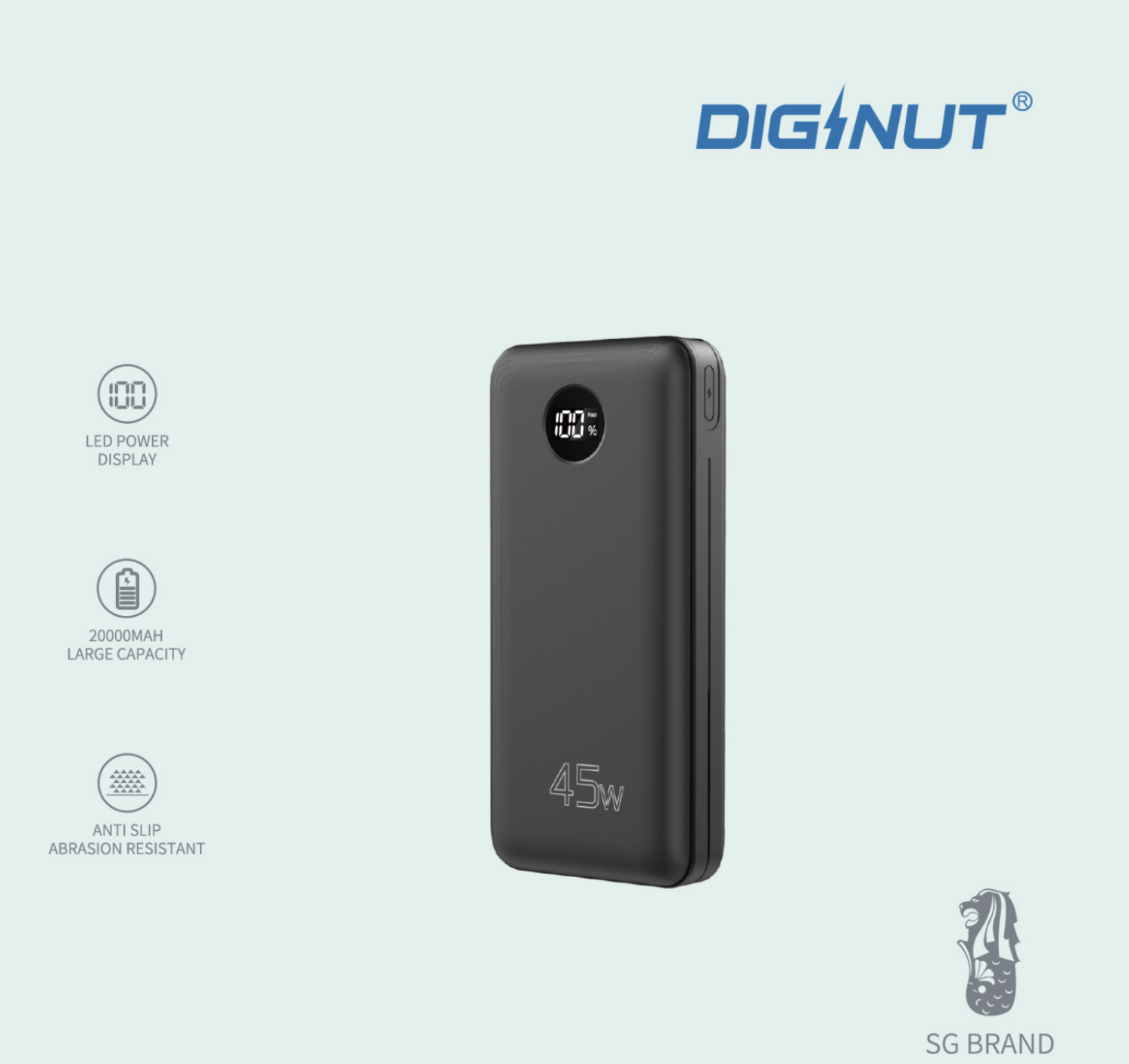 Diginut P-39 PD 45W 20000mAh Powerbank/ LED Power Display/ Charge Laptop/ worry-free Journey