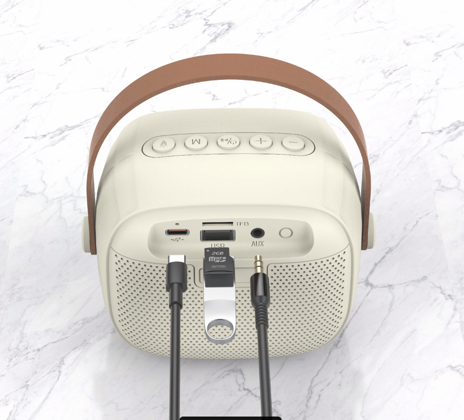 Diginut DK-210 Mini Karaoke Bluetooth Speaker Beige White/ Colorful LED Lights/ Cancel Original Sound/Karaoke