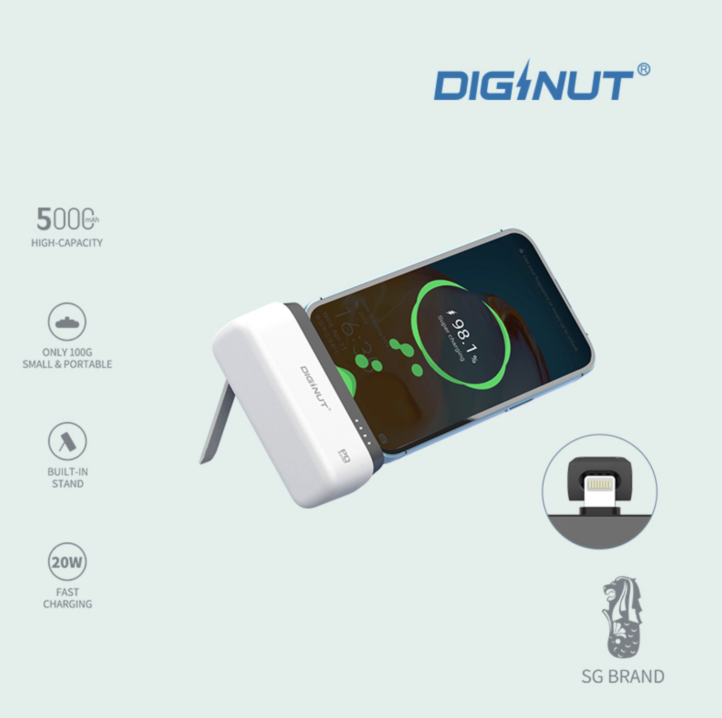 Diginut P-43L 5000mAh Mini Portable Powerbank/ Emergency Charging/ iPhone Output/ Easy To Carry