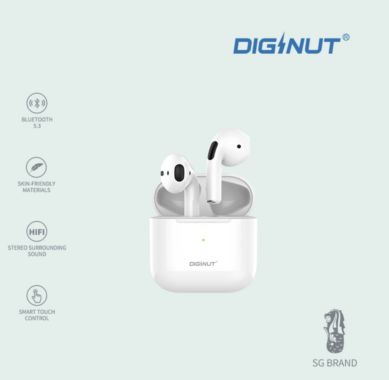Diginut T-27 TWS Bluetooth Earphones/ Wide Compatibility/ Bluetooth 5.3/ HIFI Stereo Sounds