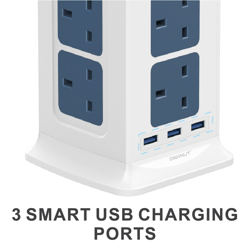 SG The FIRST SAFETY MARK Tower Extension Socke Diginut TP-VF3U12K 15IN1 Vertical Power Socket/Safety Mark Approval