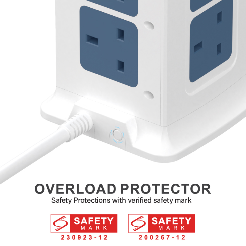 SG The FIRST SAFETY MARK Tower Extension Socke Diginut TP-VF3U12K 15IN1 Vertical Power Socket/Safety Mark Approval