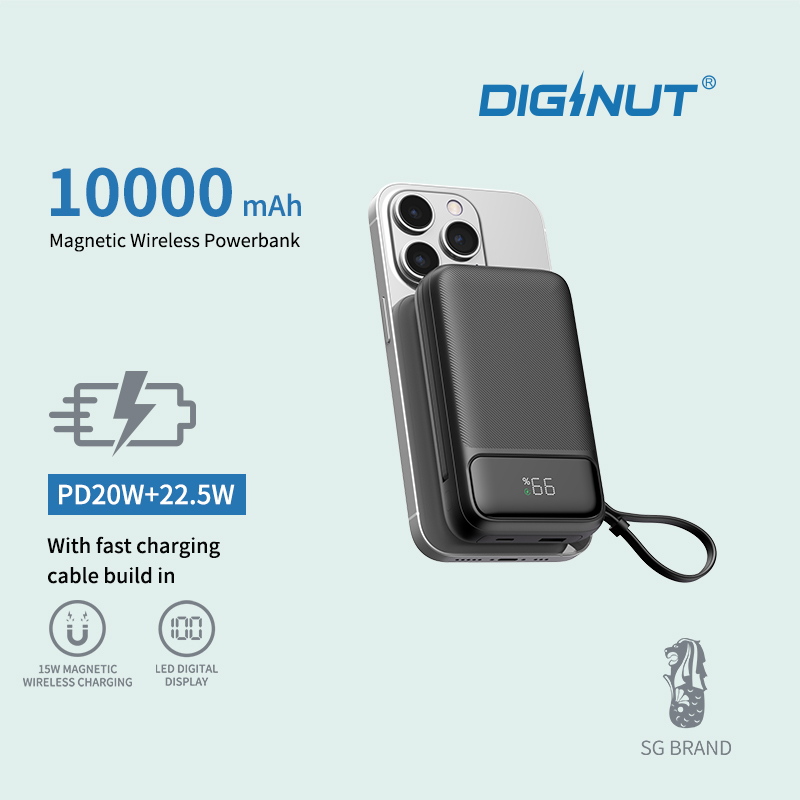Diginut W-39 Pro 10000mAh PD20W+22.5W Magnetic Wireless Powerbank/ Supports Two-way Charging