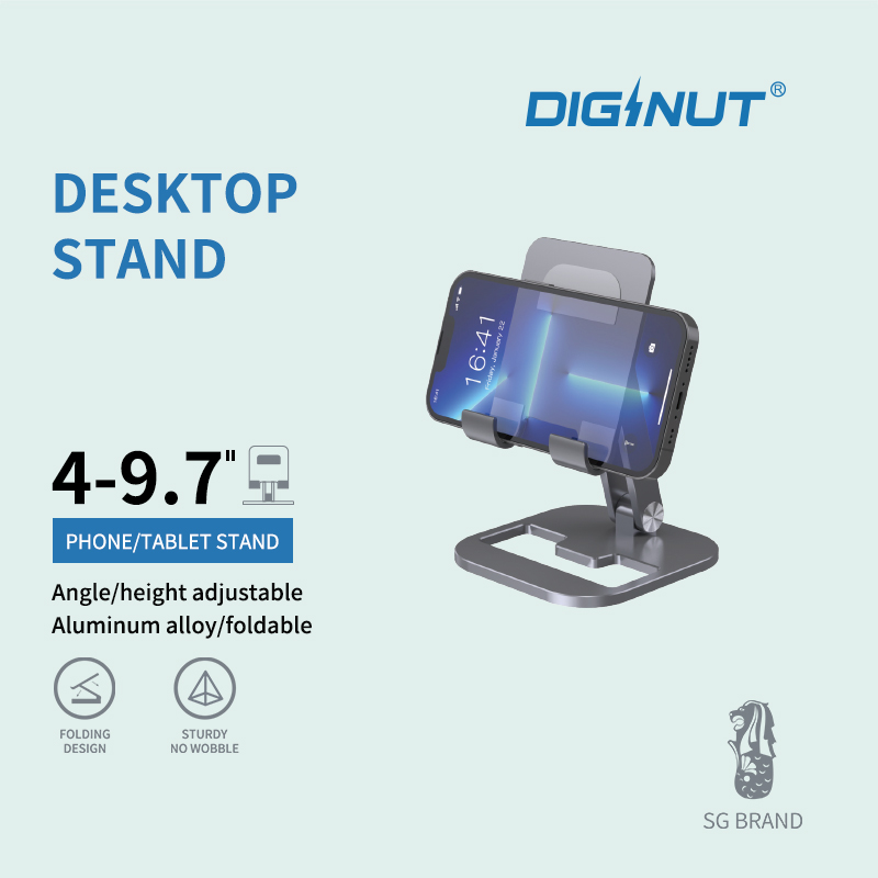DIGINUT ZJ15 Aluminum Foldable Phone Stand/ Foldable Storage/ Angle& Height adjustable