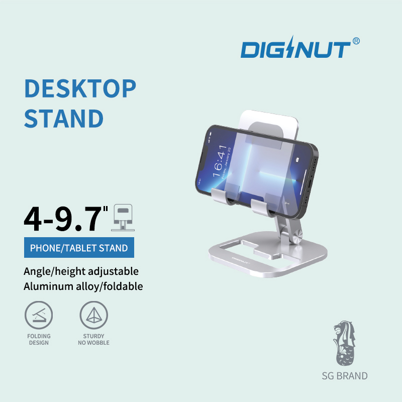 DIGINUT ZJ15 Aluminum Foldable Phone Stand/ Foldable Storage/ Angle& Height adjustable