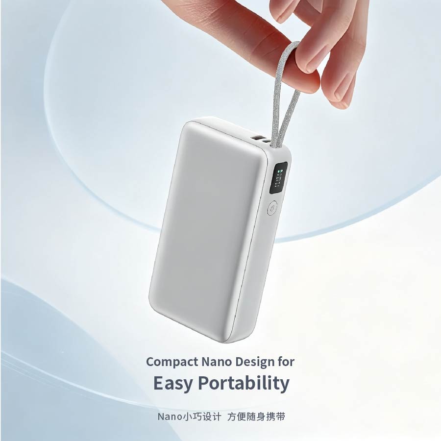 Diginut P-59 Nano 10000mAh 35WRetractable Cable Power Bank Grey