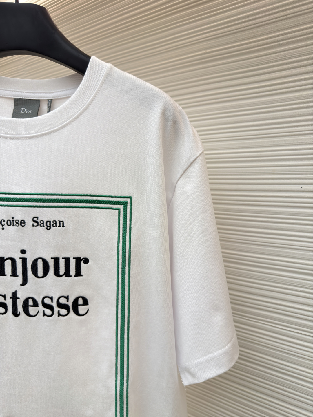 ディオールグリーンのフレームカバーは刺繍入り半袖です