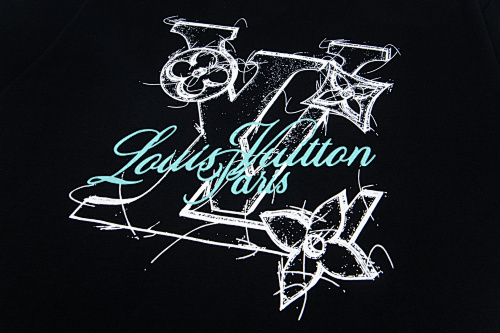 LOUIS VUITTON 花柄プリントの文字模様クルーネックTシャツ