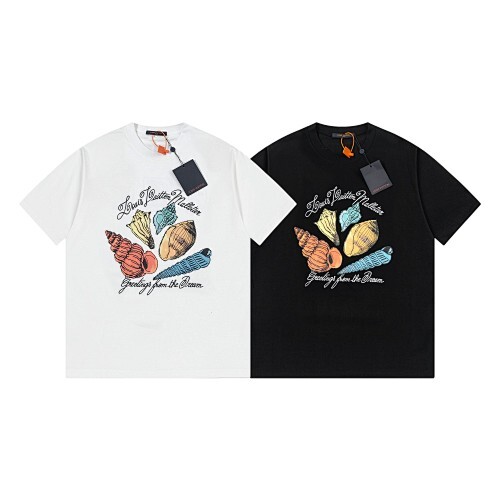 LOUIS VUITTON リブ編みプリントクルーネックTシャツ