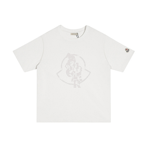 MONCLER 大きなロゴプリントのカジュアルなコットンTシャツ