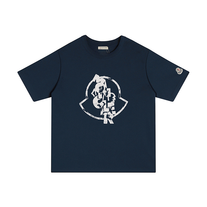 MONCLER 大きなロゴプリントのカジュアルなコットンTシャツ