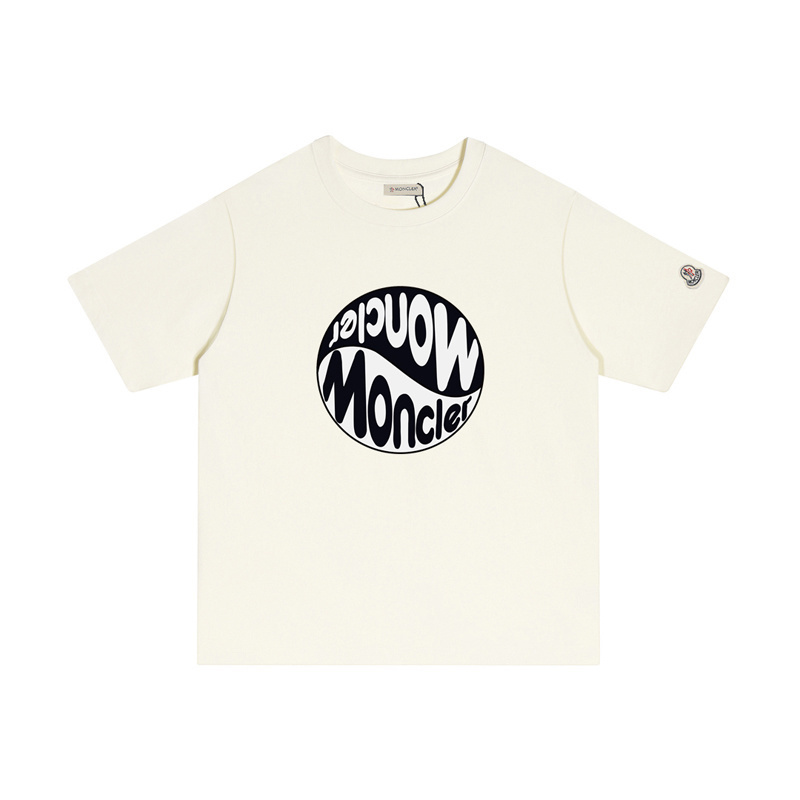 MONCLER カジュアルなダブルレタープリントのコットンTシャツ