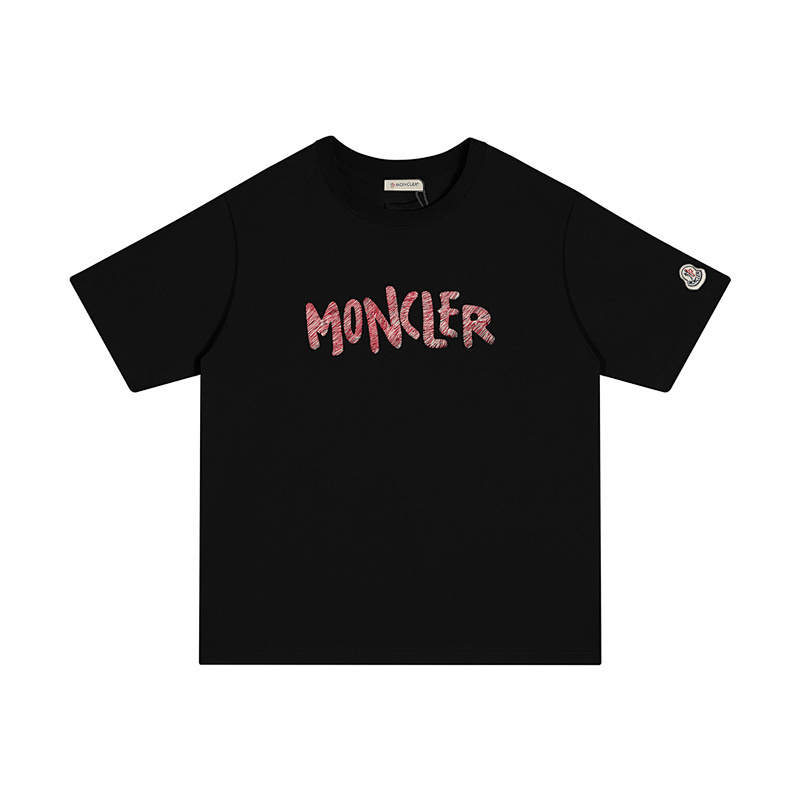 MONCLER レタープリント クルーネック コットンTシャツ