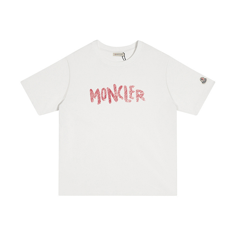 MONCLER レタープリント クルーネック コットンTシャツ