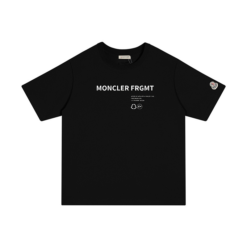 MONCLER シンプルな文字プリントのコットンTシャツ